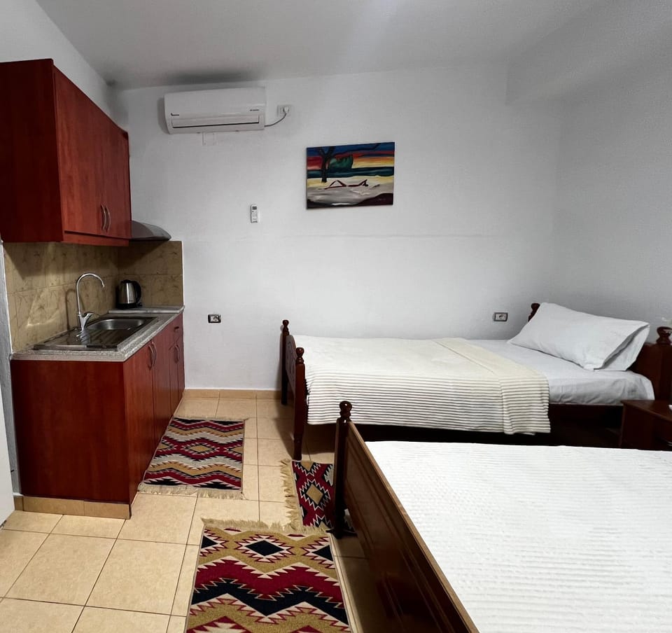 Bed, Kitchen or kitchenette, Photo of the whole room, Bedroom, oven, air conditioner