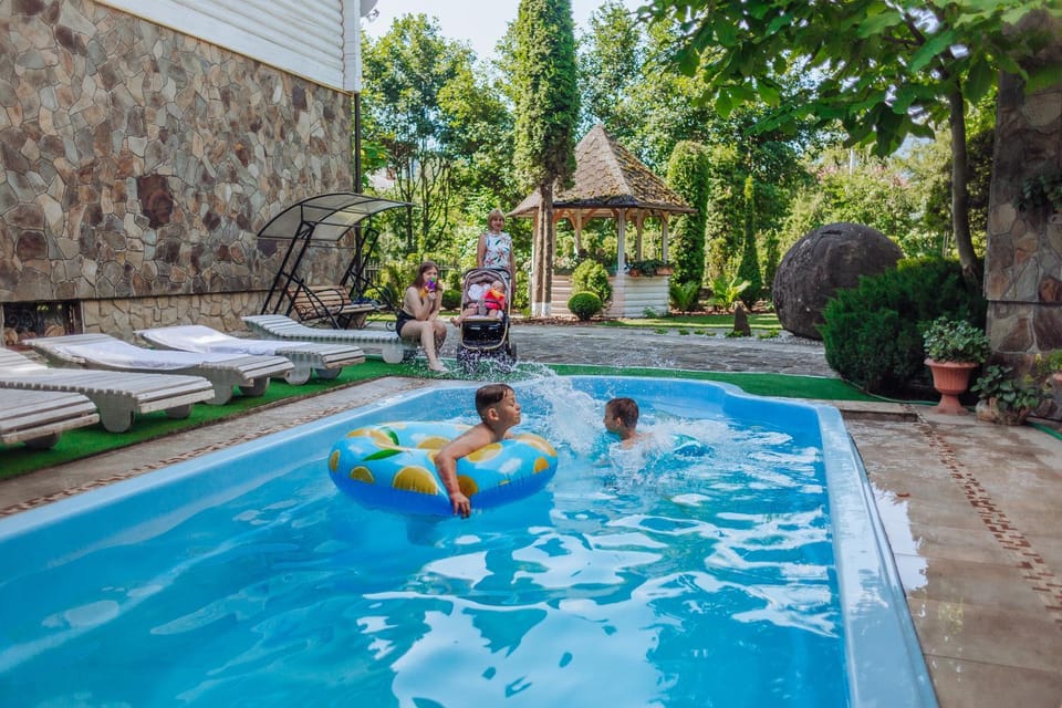 Summer, Garden, Seating area, Swimming pool