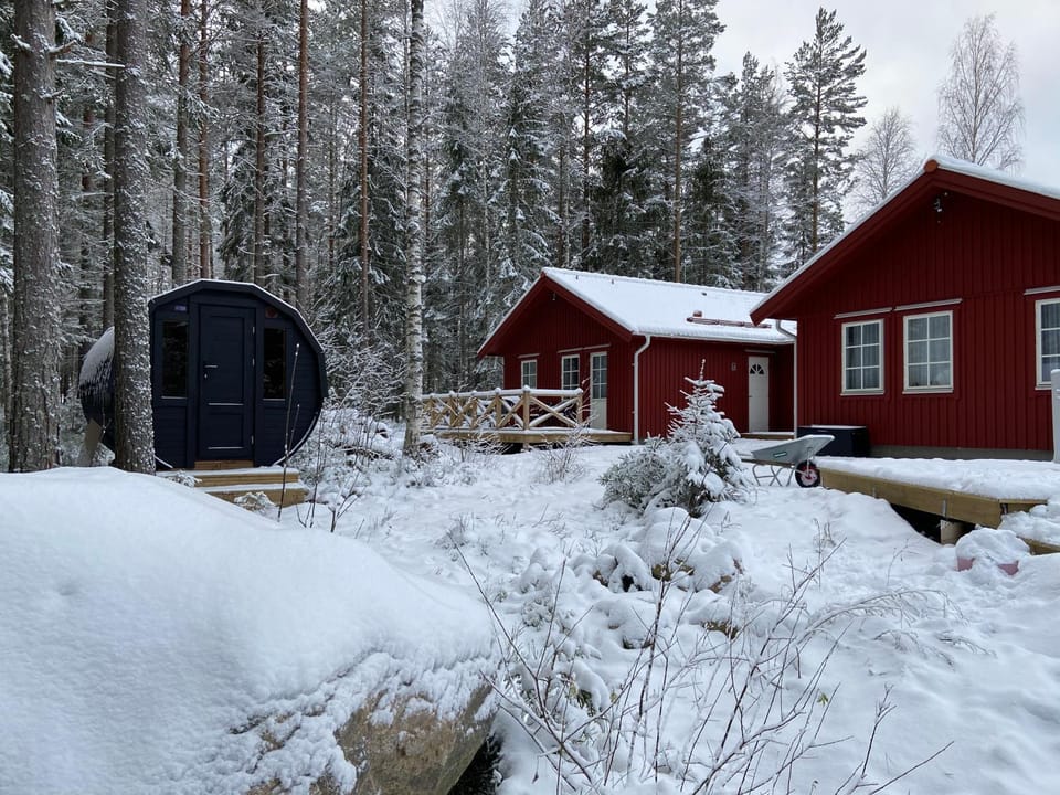 Property building, Patio, Patio, Winter, Sauna, Sauna