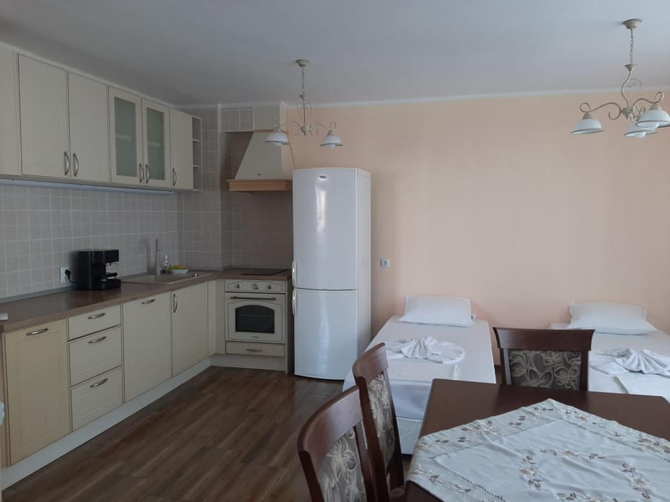 Kitchen or kitchenette, dishwasher, oven, stove