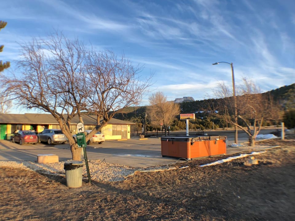 Nearby landmark, Facade/entrance, Spring, On site, Mountain view, Sunset