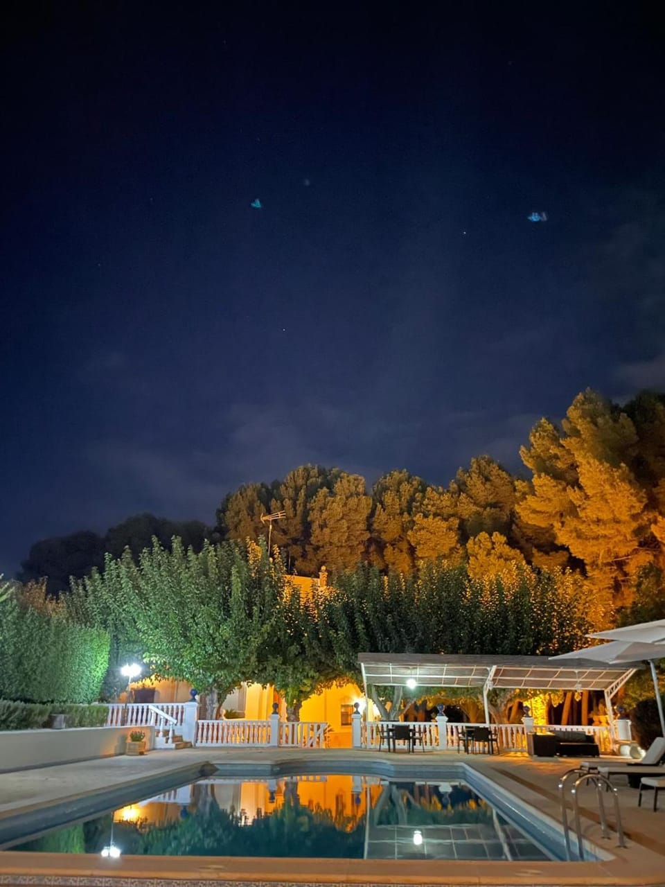 Night, Pool view, Swimming pool