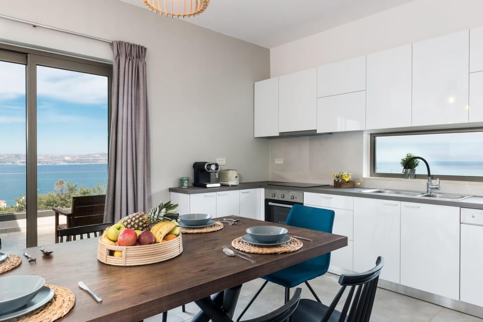 Kitchen or kitchenette, Living room, Dining area, Sea view