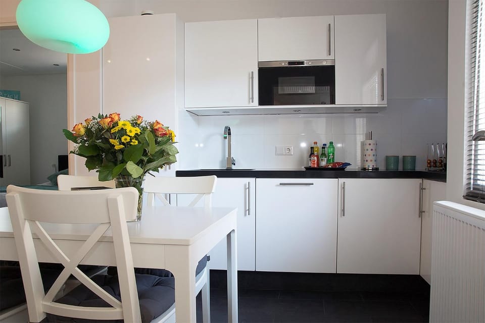 Kitchen or kitchenette, stove
