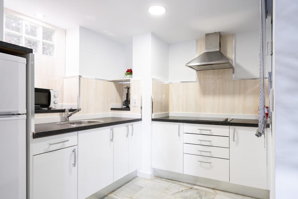 Kitchen or kitchenette, stove