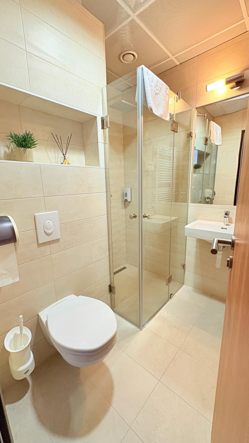 Shower, Toilet, Bathroom, towels