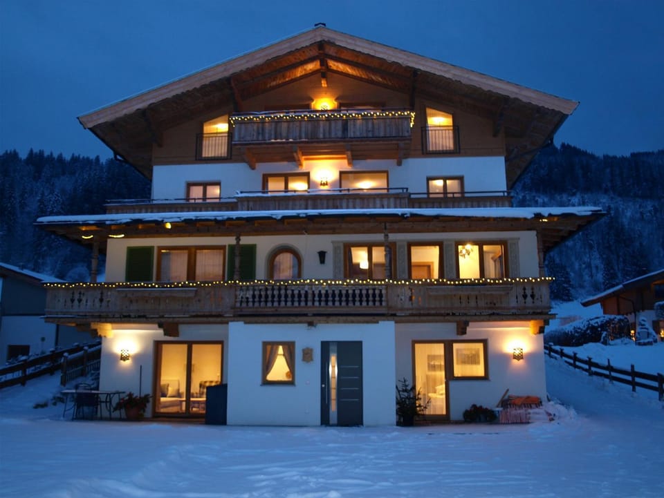 Property building, Night, Winter