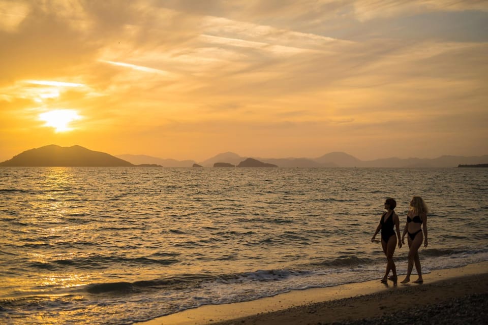 Beach, Sunset, group of guests