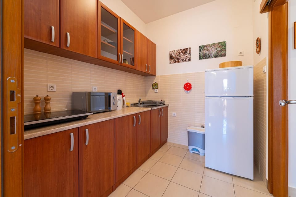 Kitchen or kitchenette, minibar, stove
