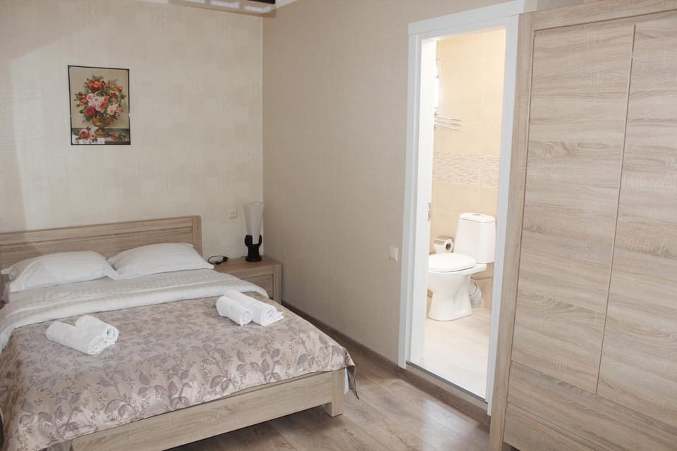 Toilet, Bed, Day, Bathroom, Photo of the whole room, Bedroom, towels