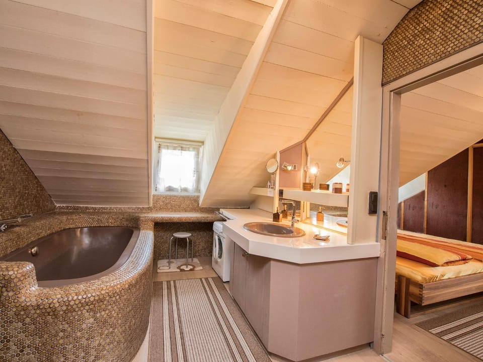 Shower, Toilet, Bed, Bathroom, Photo of the whole room, Decorative detail, Bedroom, Pets
