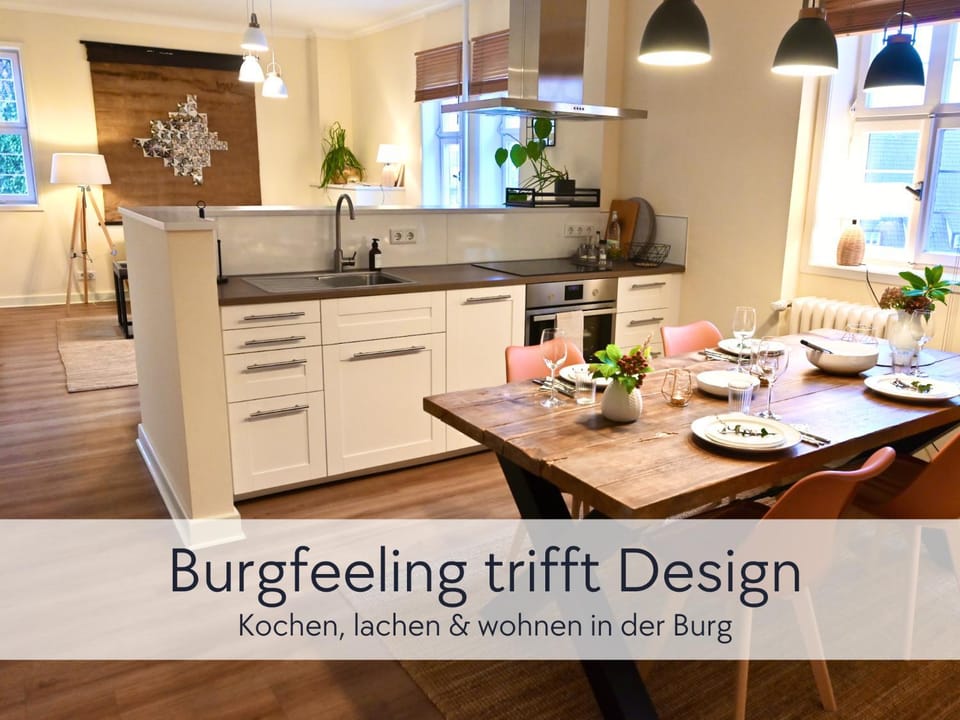 Kitchen or kitchenette, Dining area, Text overlay
