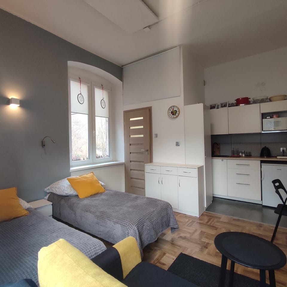 Bed, wardrobe