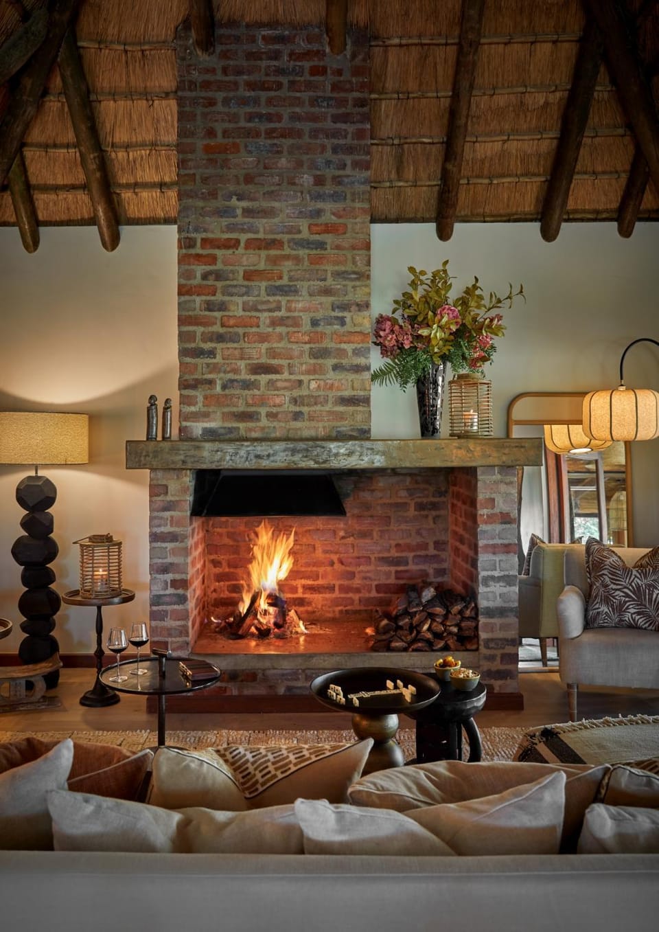 Seating area, fireplace