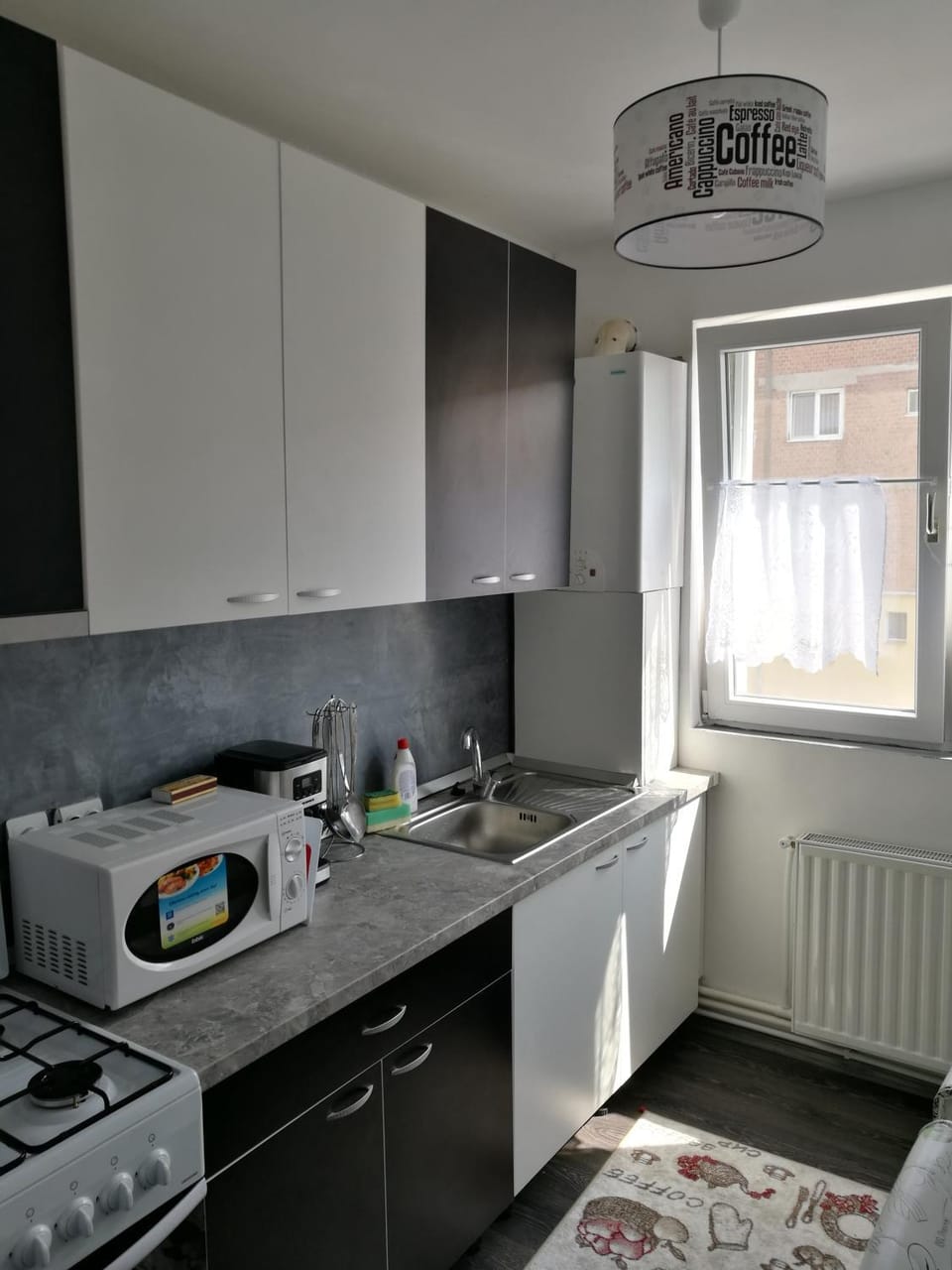 white black rooms Apartment in Serbia