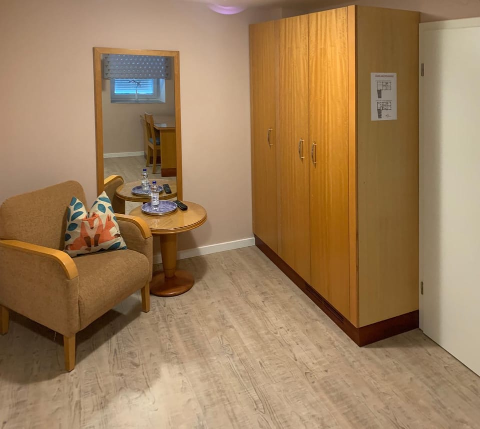 Seating area, wardrobe