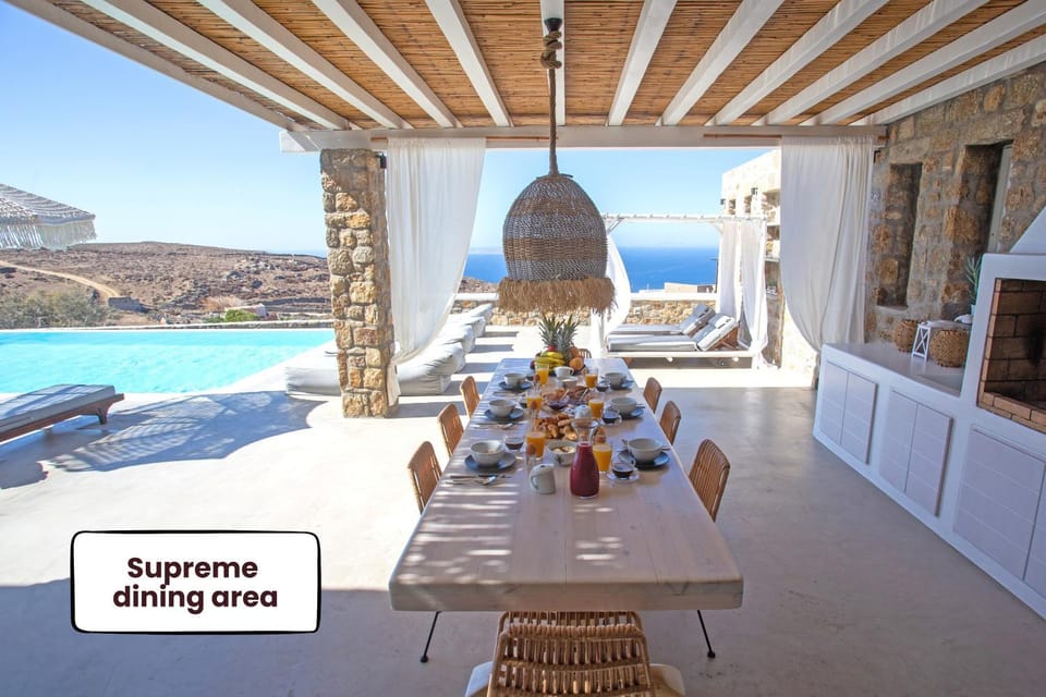 Day, View (from property/room), Food and drinks, Seating area, Dining area, Pool view, Sea view, Swimming pool