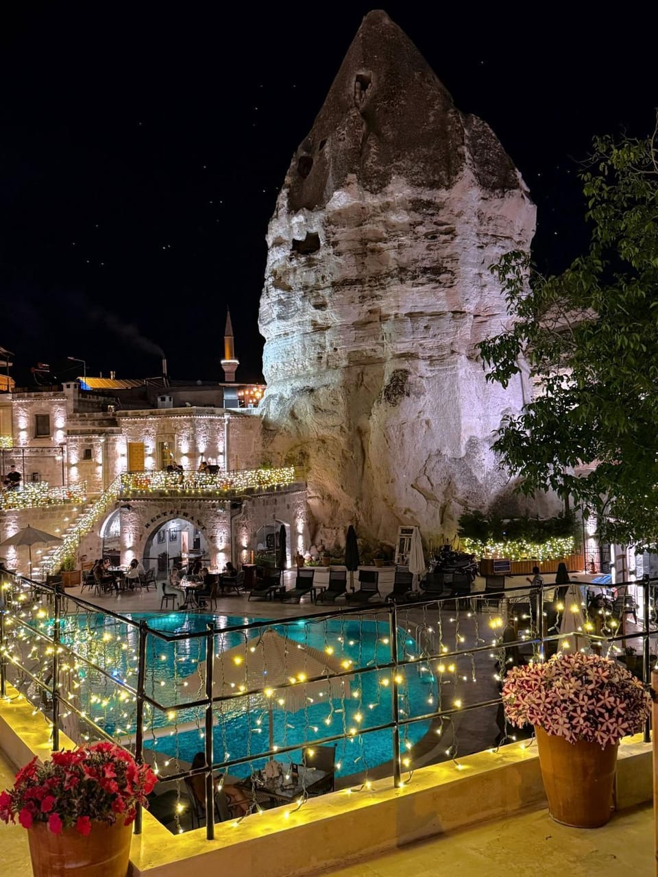 Property building, Night, Pool view, Swimming pool