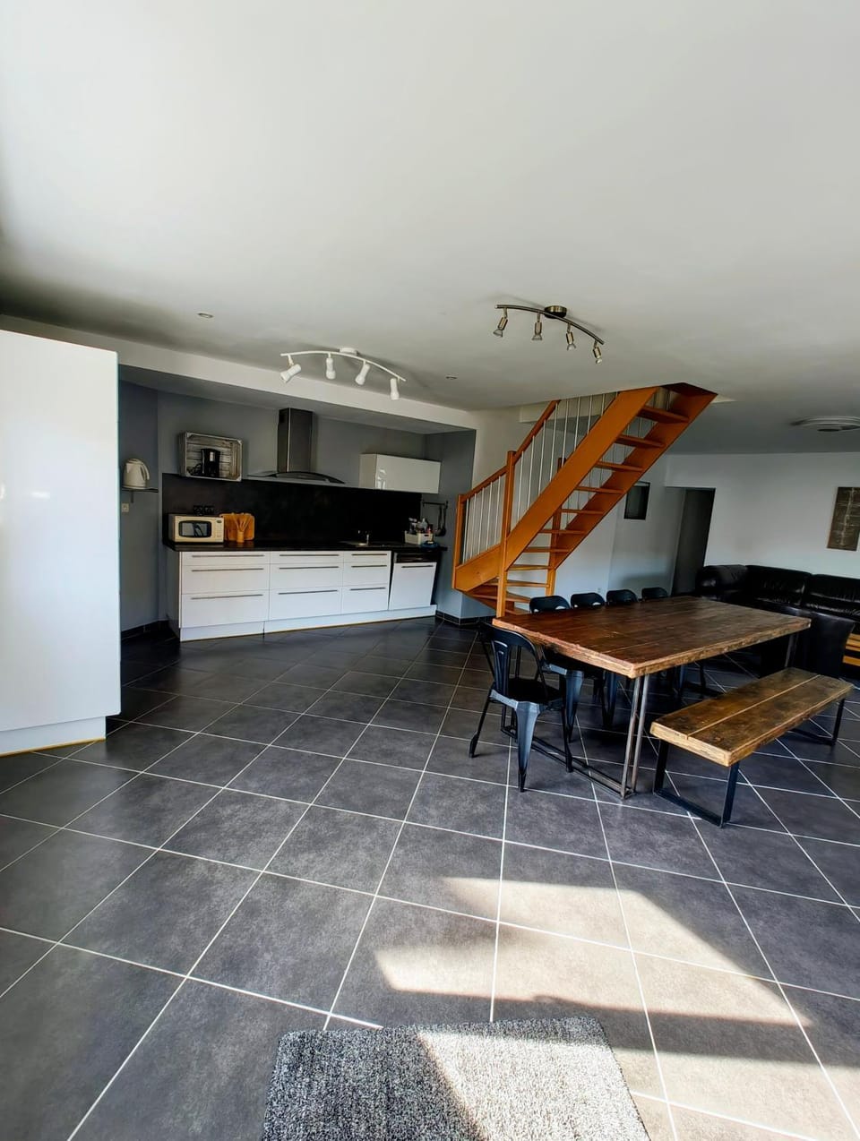 Kitchen or kitchenette, stove