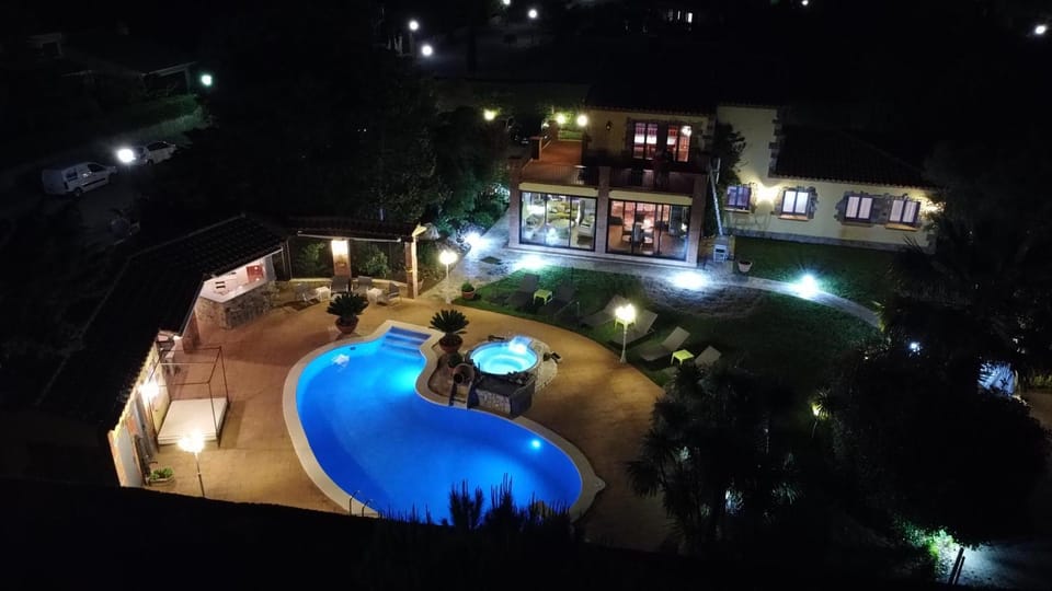 Property building, Patio, Night, Bird's eye view