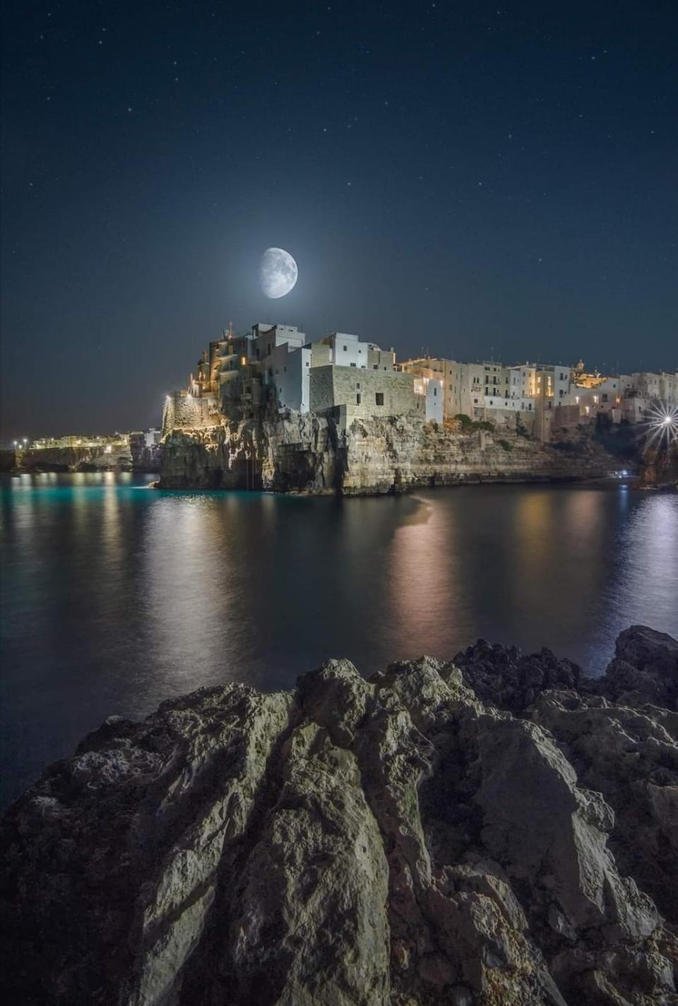Nearby landmark, Night, Natural landscape, City view, Sea view