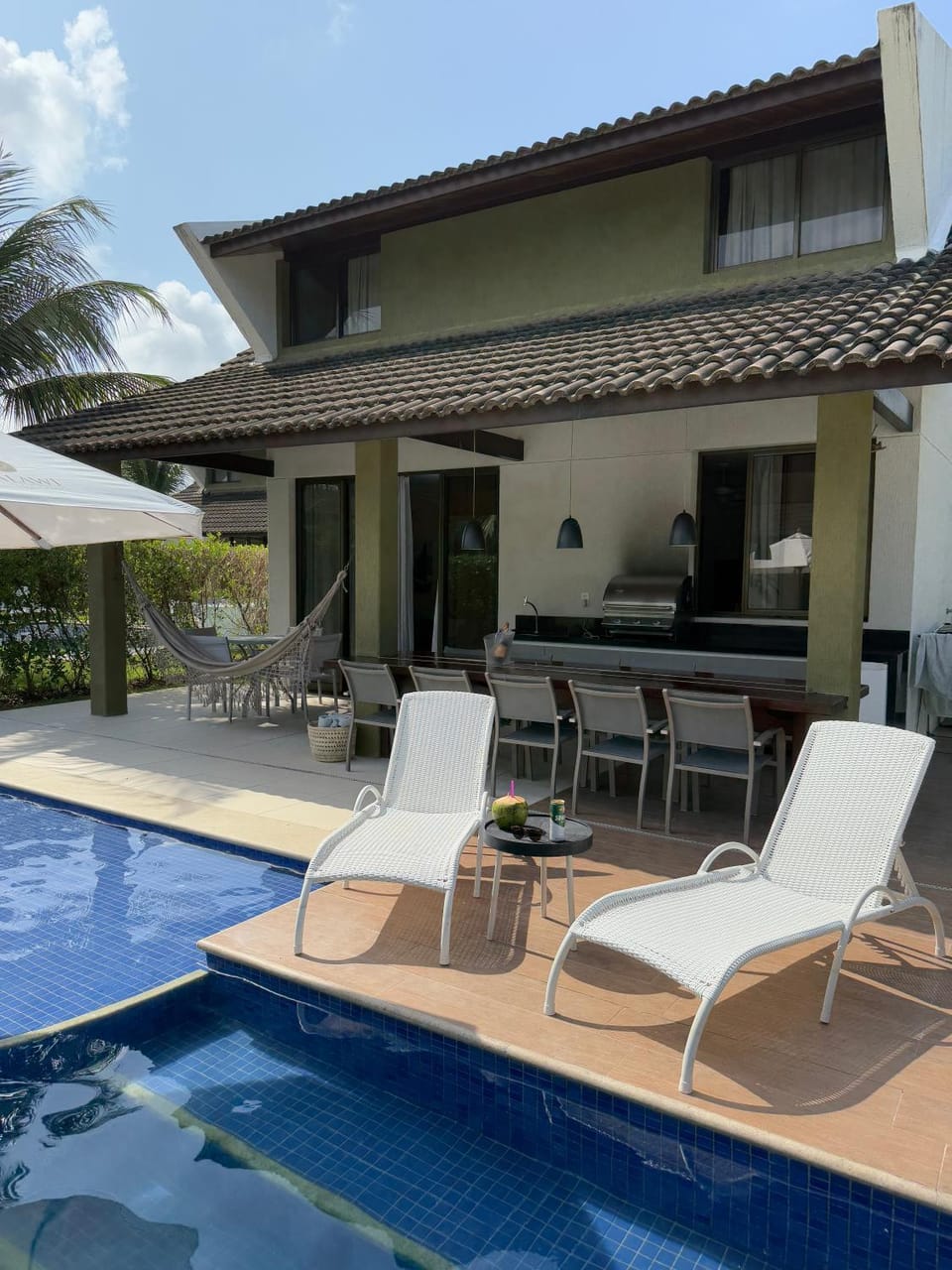 Patio, Pool view, sunbed