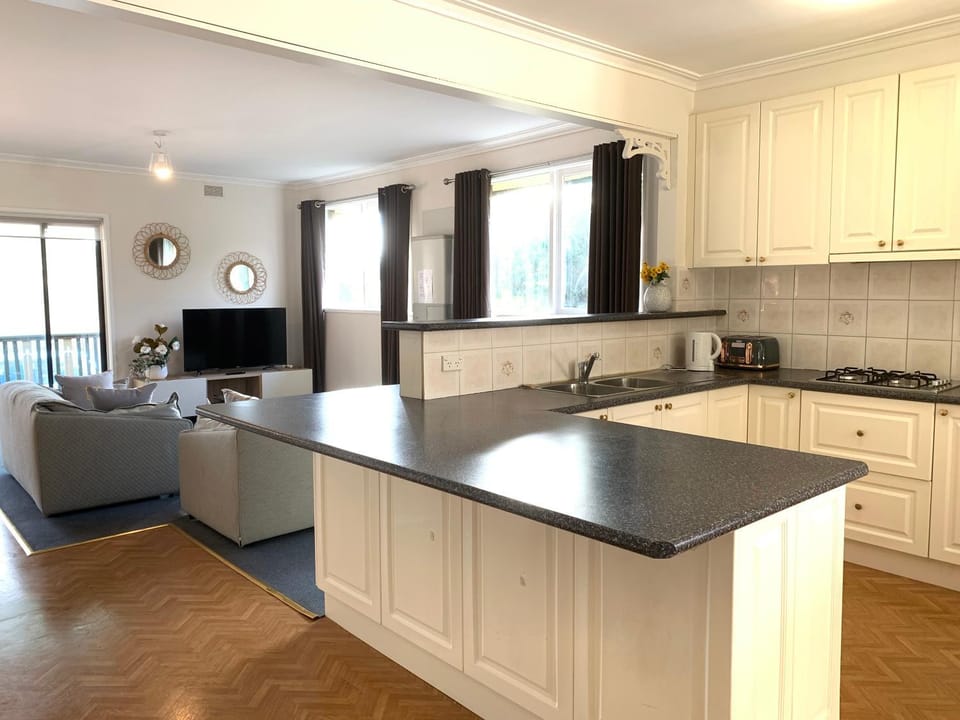 Kitchen or kitchenette, stove