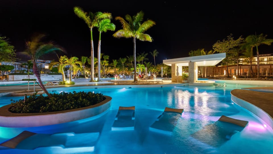 Night, Pool view, Swimming pool