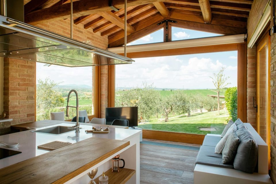 Natural landscape, View (from property/room), Kitchen or kitchenette, Living room, Dining area