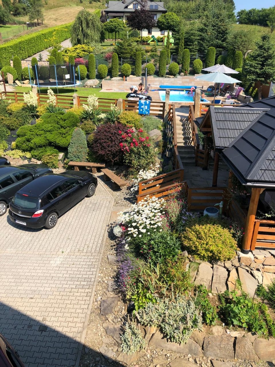 Natural landscape, Garden, Garden view, Pool view, Swimming pool, Parking