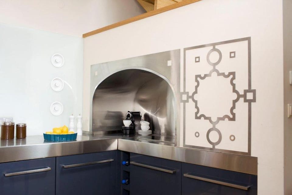 Kitchen or kitchenette, stove