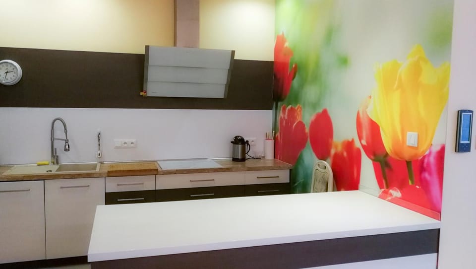 Kitchen or kitchenette, stove