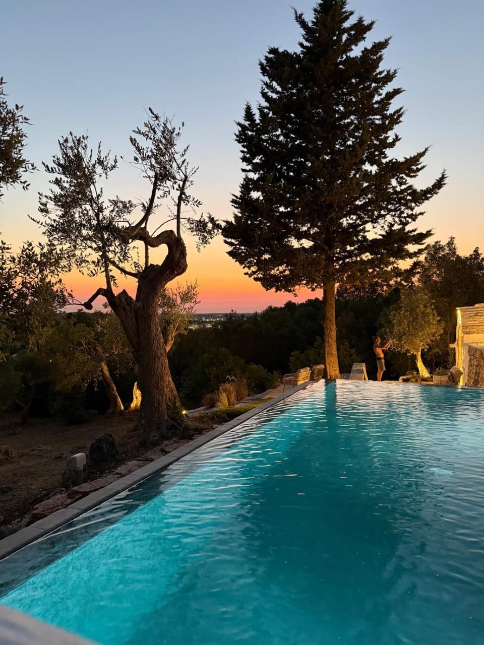 Natural landscape, Pool view, Swimming pool, Sunset