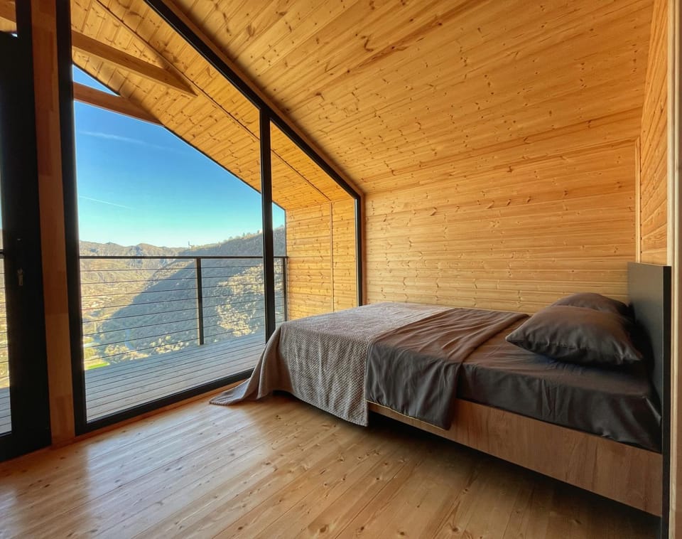 Bed, Natural landscape, Bedroom, Mountain view
