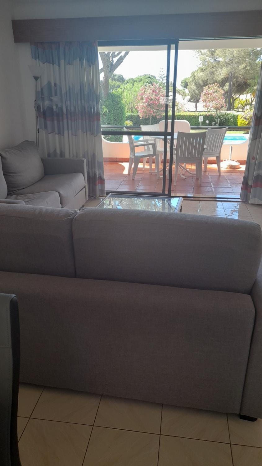 Balcony/Terrace, Living room, Pool view