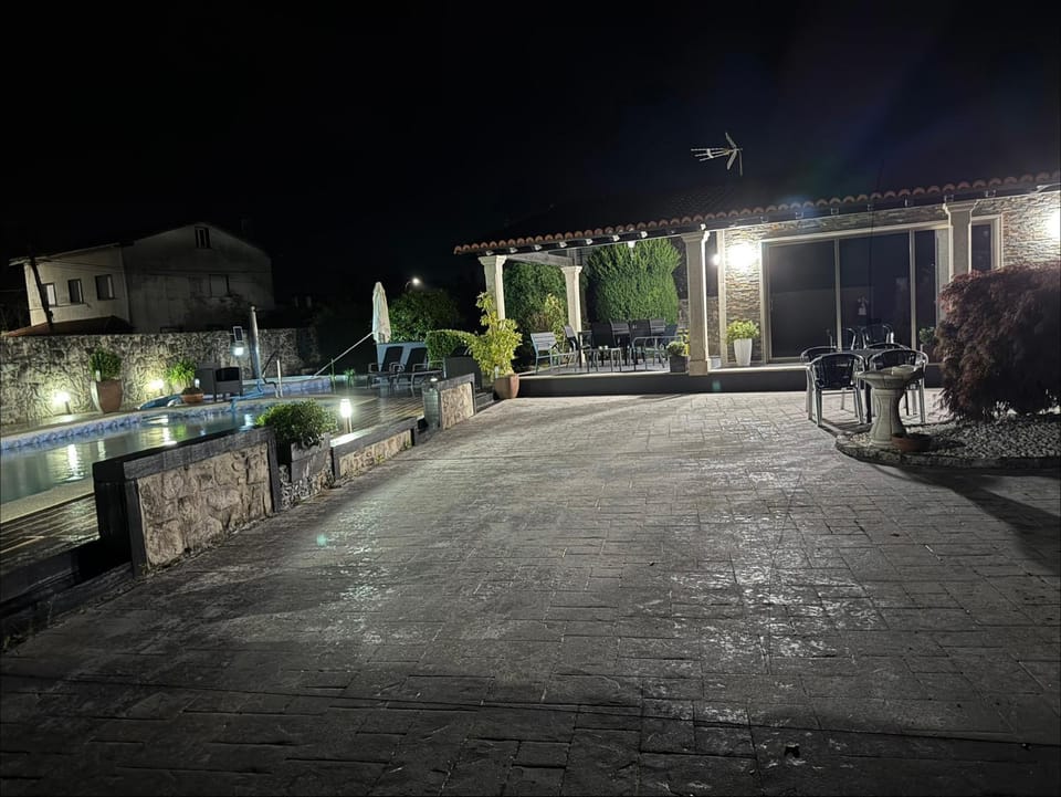 Property building, Night, Swimming pool