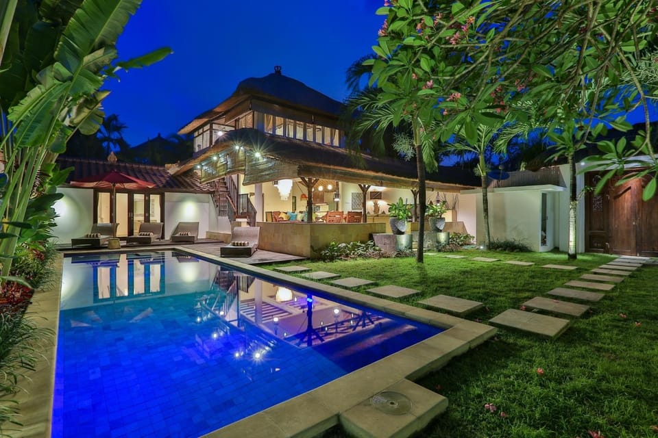 Property building, Night, Garden, Garden view, Pool view