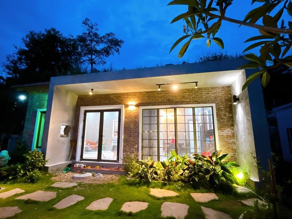 Property building, Patio, Night, Garden, Garden view