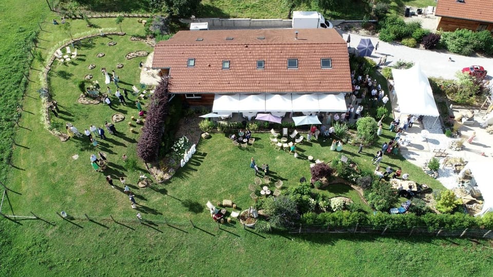 Bird's eye view, Garden, Garden view, group of guests