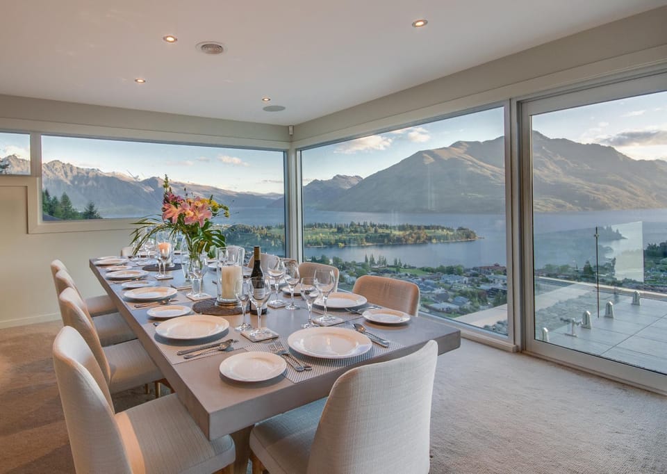 Natural landscape, Living room, Seating area, Dining area, Lake view, Mountain view