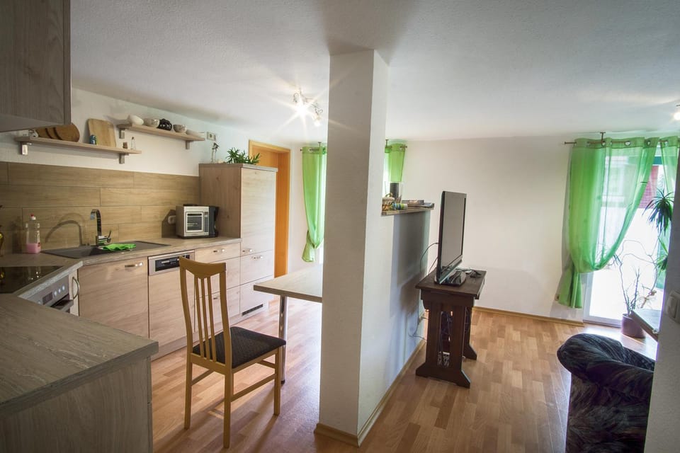 Kitchen or kitchenette, Living room, Dining area