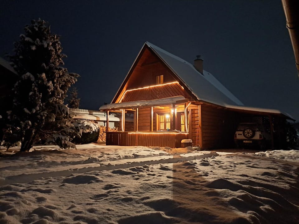 Property building, Night, Winter