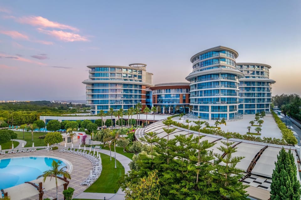 Property building, Swimming pool, Sunset