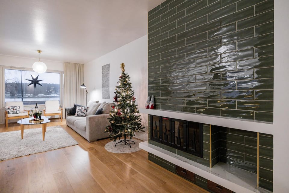 Balcony/Terrace, Living room, Seating area, River view, fireplace
