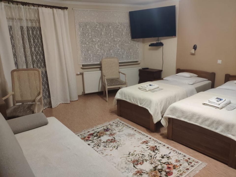 Bed, TV and multimedia, Living room, Photo of the whole room, Seating area, Bedroom, hair dresser, towels