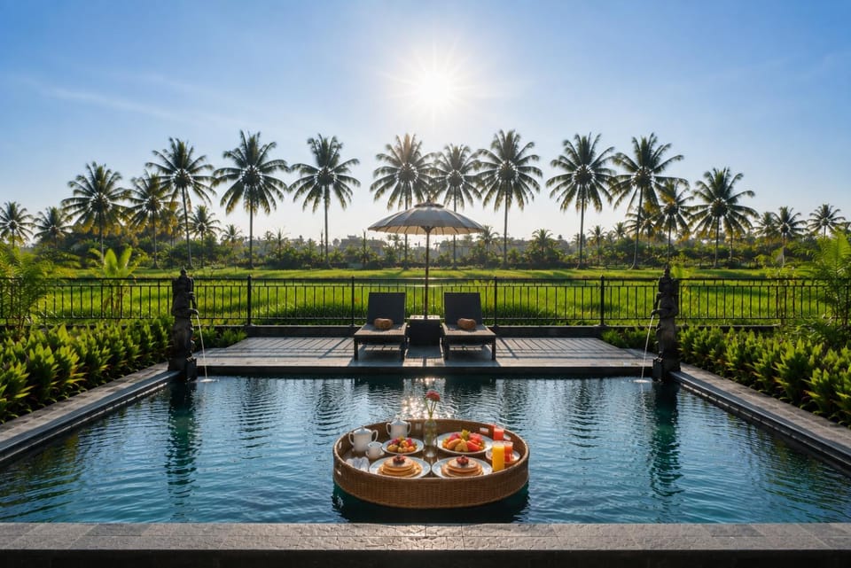 Natural landscape, Garden, Garden view, Pool view, Swimming pool
