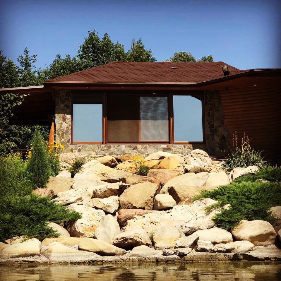 Property building, Facade/entrance, Lake view