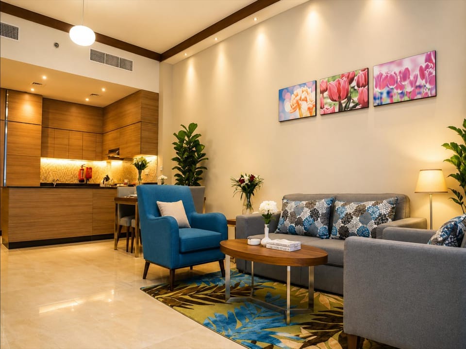 Living room, kitchen