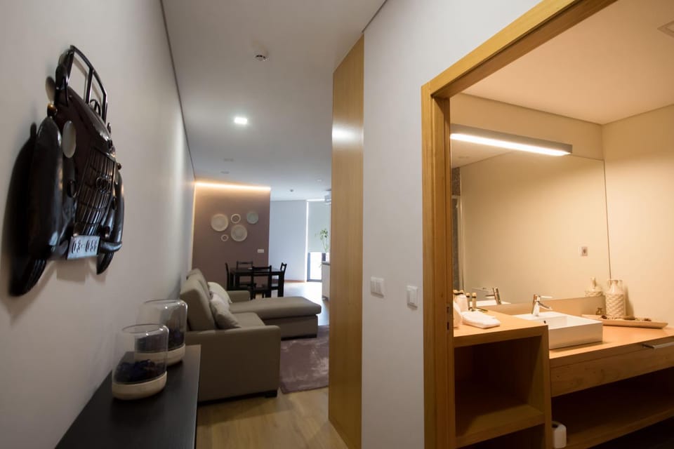 Bathroom, Living room, Dining area