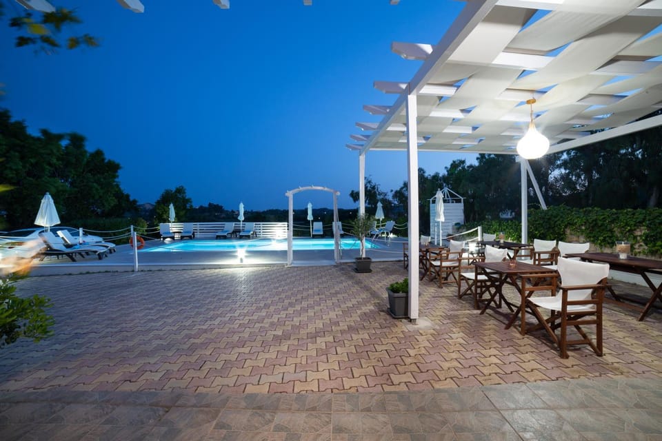 Patio, Night, Swimming pool